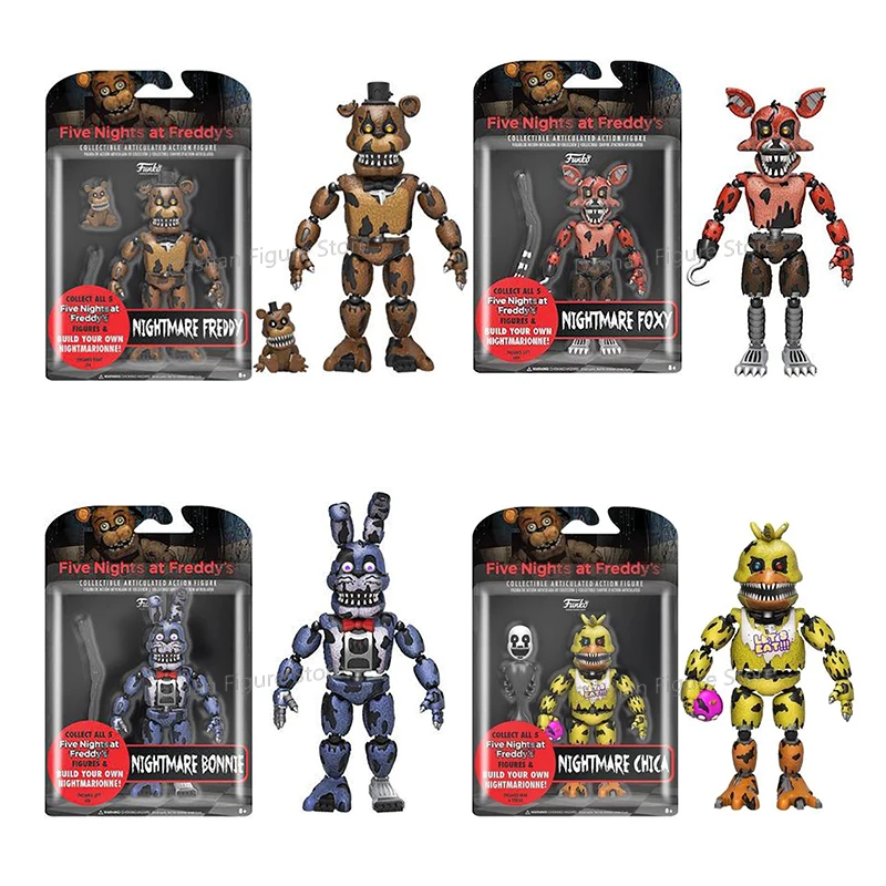 FNAF Nightmare Freddy Figures Bonnie Chica Action Figure PVC Funtime Foxy Collection Blacklight Freddy Frostbe Model - Five Nights at Freddy's Merch