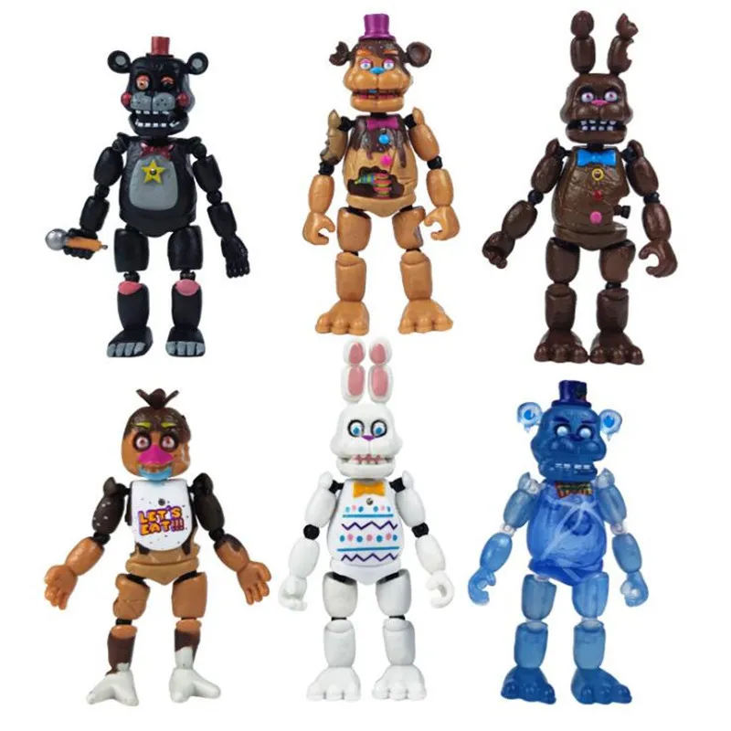 New 6Pcs Set Fnaf Special Edition Anime Figure Detachable Joint Bonnie Bear Freddy Five Night Action - Five Nights at Freddy's Merch